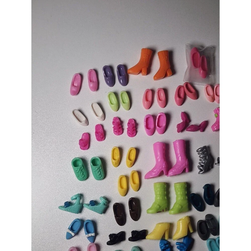 Polly Pocket Shoe Lot 49 Matching Pairs Boots Heels Sandals Rubber Plastic Matte